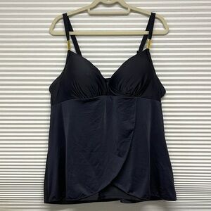Swim by Cacique NWT Black Balconette Bra Tankini Top Size 42D